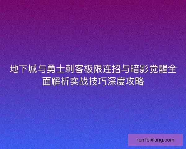 地下城与勇士刺客极限连招与暗影觉醒全面解析实战技巧深度攻略