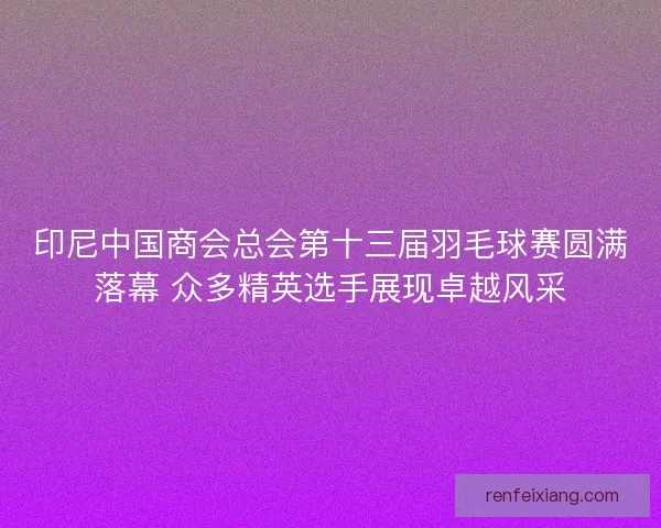 印尼中国商会总会第十三届羽毛球赛圆满落幕 众多精英选手展现卓越风采 印尼中国商会总会第十三届羽毛球赛圆满落幕 众多精英选手展现卓越风采